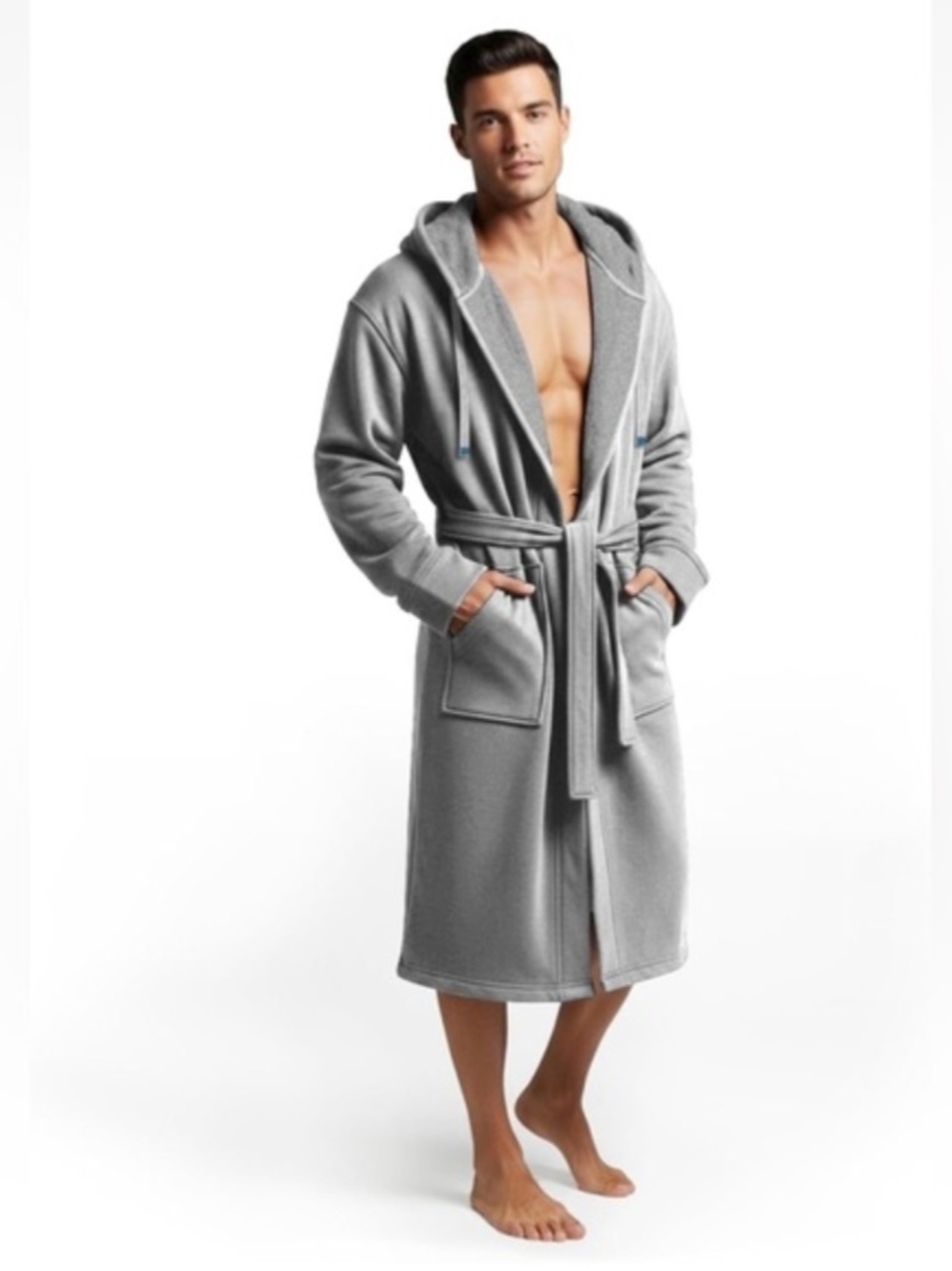 DudeRobe Gray Hooded Bathrobe